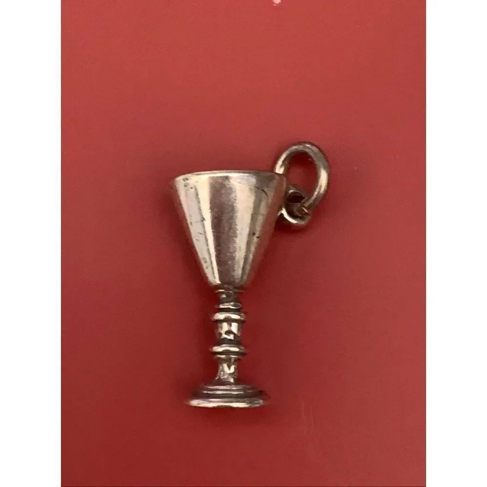 .925 Chalice Wine Vintage Goblet Sterling Silver Jewelry Charm #vino #religious
